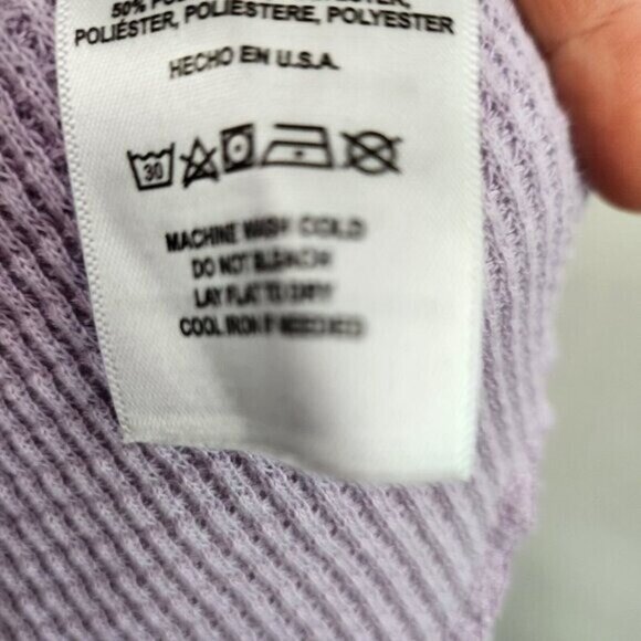 Anthropologie T.La Womens Top Small Lavender Thermal Long Sleeve BOHO Casual - Picture 6 of 8